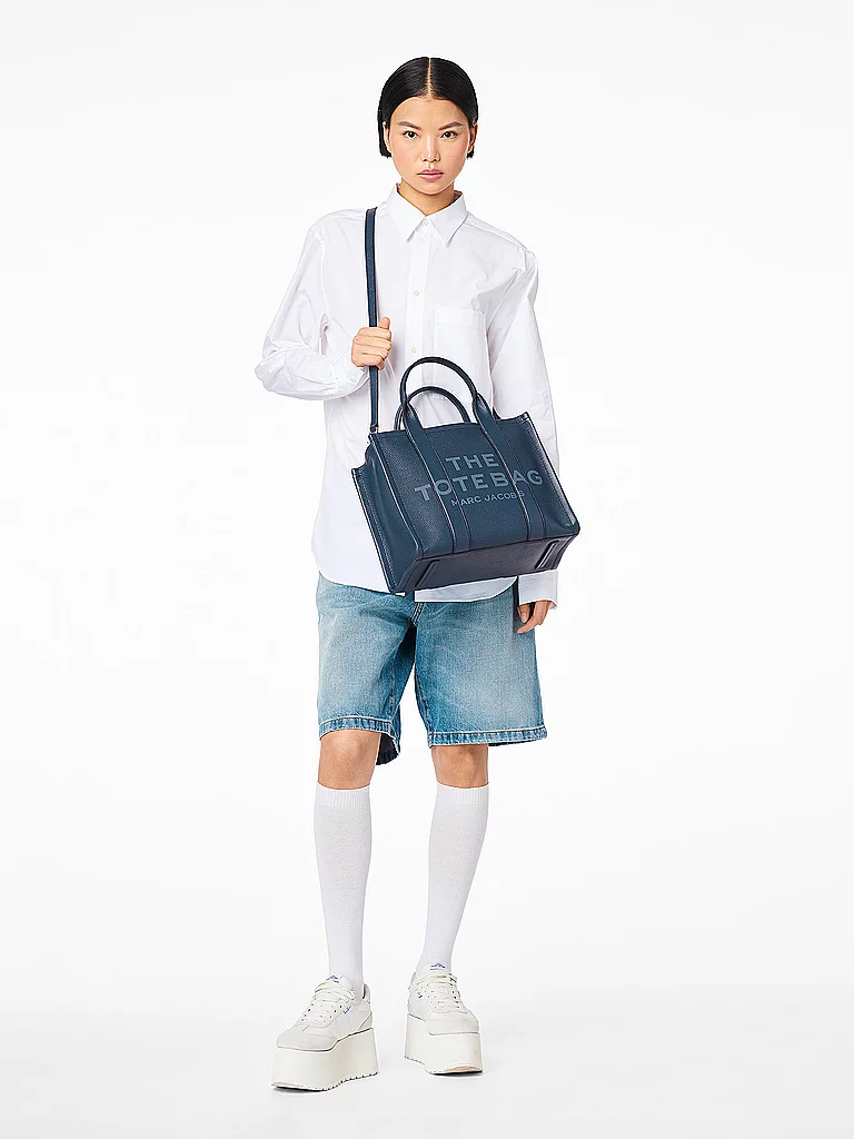 MARC JACOBS Bolso de cuero - Tote Bag THE MEDIUM TOTE LEATHER azul oscuro
